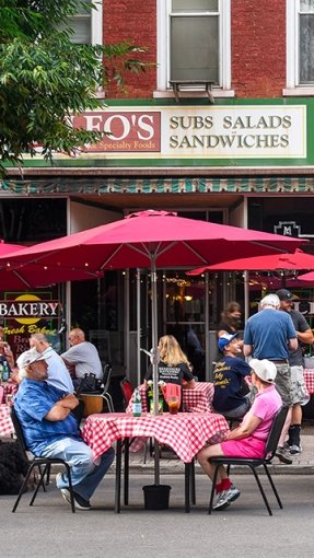 Patrons grab a late lunch in downtown Lock Haven.