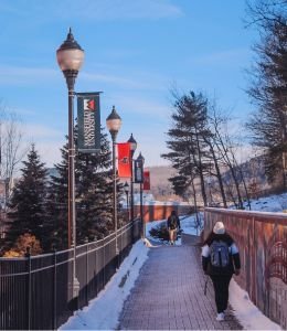 Mansfield students walking on campus