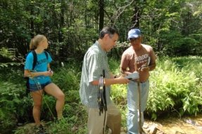 Two members of the faculty with a CU-Lock Haven geology student during a field study outdoors