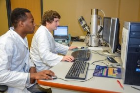 Physics students in a lab at CU-Lock Haven