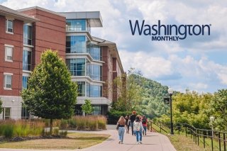 Commonwealth University Mansfield campus with Washington Monthly text