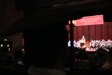A view of a stage during graduation. 