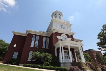 The exterior of a building.