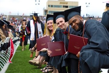 A group sitting at graduation.