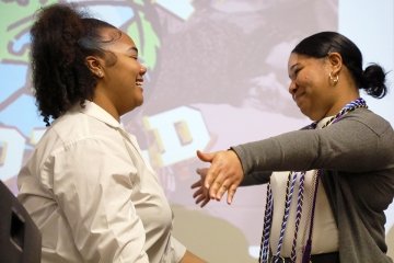     The bi-annual First World ceremony is celebrated at the end of the fall and spring semesters to congratulate the achievements — academic and leadership — of Bloomsburg’s multicultural students at the baccalaureate and graduate degree levels.