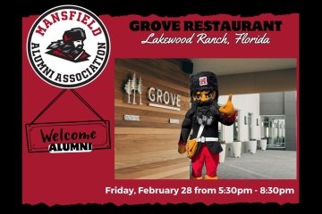 Mansfield Mountie promoting an alumni event in Lakewood Ranch, FL.