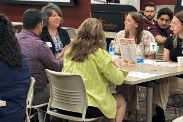 Ensslen-Boggs speaks to a group of students at the Bill and Elizabeth Bent Leadership Boot Camp