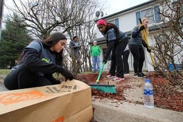 Student's cleaning up during CU-Bloomsburg's Annual Big Event