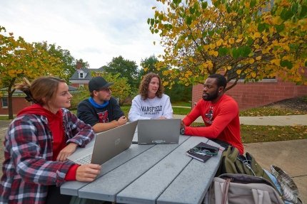 Students outside on the Mansfield campus