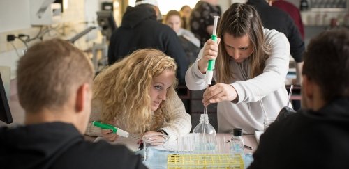 Biology students working in classroom lab setting at Commonwealth University - Bloomsburg.