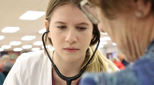 Female nursing student with stethoscope