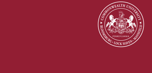 CU Seal on the CommonwealthU Red gradient background. The logo is in the color 'white'