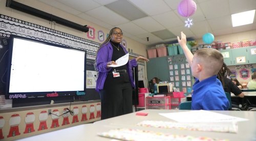 Commonwealth University student, student teaching in an elementary classroom