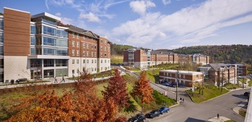 Mansfield Residence Halls in the Fall