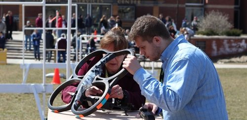 Students working on drone for competition