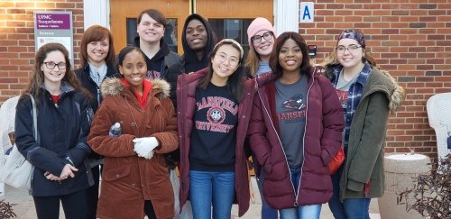 Students at Commonwealth University-Mansfield, formerly Mansfield University, take a moment for a group photo during their annual MLK Day of Service.