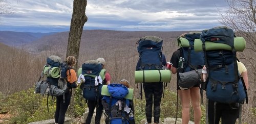 Quest students on a hiking trip.