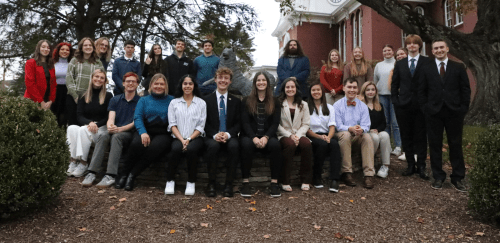 CGA Student Leaders outside Carver Hall on the Bloomsburg campus