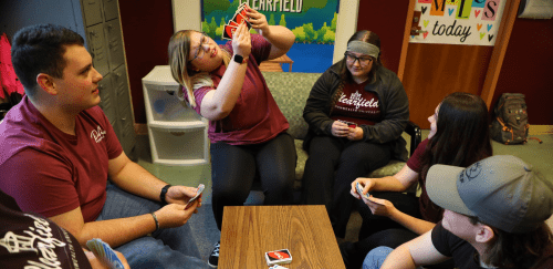 CU-Clearfield students playing Uno on campus