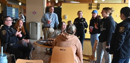 Commonwealth University-Mansfield, formerly Mansfield University of Pennsylvania, police officers meet with criminal justice students