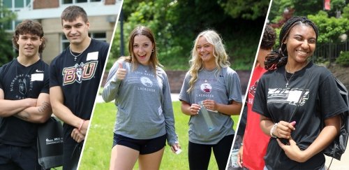 Students posing for photos during orientation at Commonwealth University campuses.