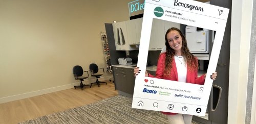 Sarah Wagner at her internship with Benco Dental