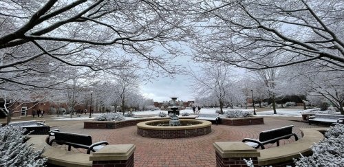 The Bloomsburg fountain in the academic quad