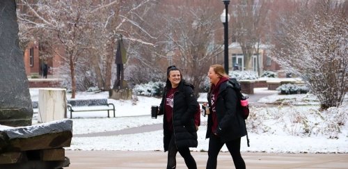 Students walking on the Bloomsburg campus