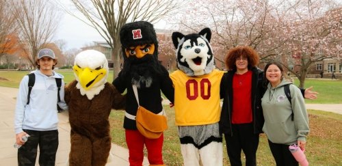 Husky, Bald Eagle, and Mountie mascots