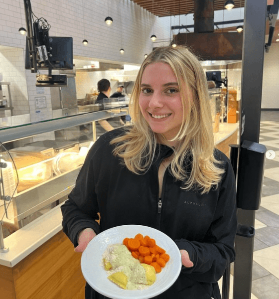 CU-Bloomsburg student in Scranton Commons dining hall