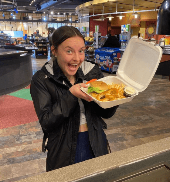 CU-Mansfield student in dining hall