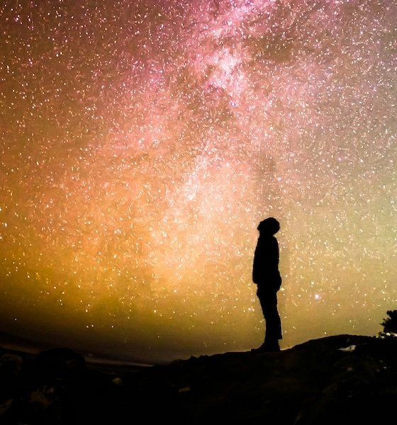 Person looking at night sky with stars