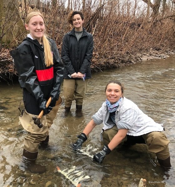 Rier Laboratory students in stream