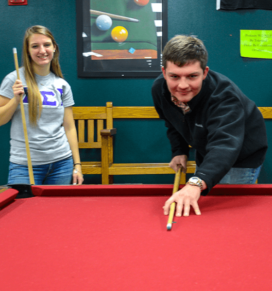 Lock Haven students shooting pool.