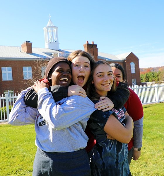 Friends enjoy a beautiful fall afternoon at Commonwealth University-Clearfield, formerly Lock Haven University at Clearfield.