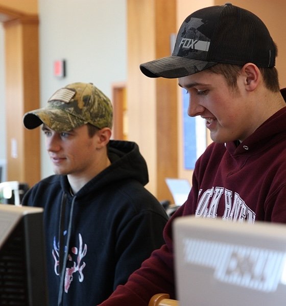 Healthcare students working on computers