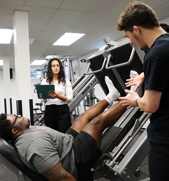 Students measure the sports performance of an athlete at Commonwealth University-Lock Haven, formerly Lock Haven University.