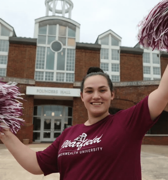 CU Clearfield student with pom poms