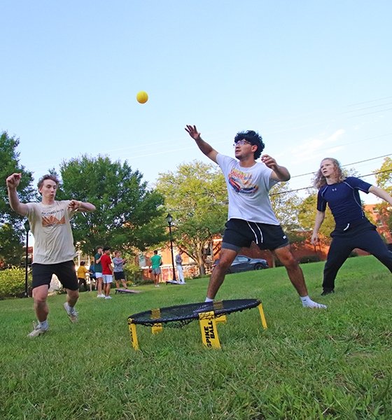 Students play spike ball on the Commons at Commonwealth University-Lock Haven, formerly Lock Haven University.