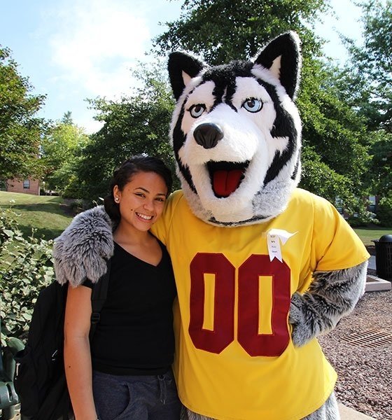 Roongo with a female student at CU-Bloomsburg