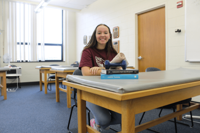 Athletic Training student sitting at a desk