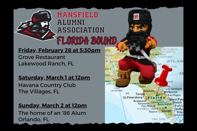 Promotion for Mansfield Alumni event in Florida.