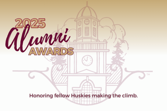 Carver insignia against a gold and white background with maroon letters: 2025 Alumni Awards