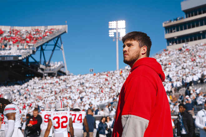 Playing a part in that success — Nolan Michaels ’23, an exercise science graduate from Commonwealth University-Bloomsburg who recently earned his master’s degree in kinesiology at Ohio State while serving as an intern with Ohio State Football Strength and Conditioning.