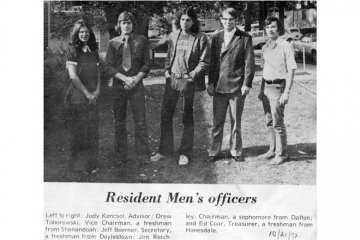 A black and white photo of the Resident Men's Officers. 