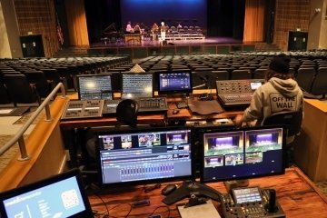 A studio behind an auditorium.