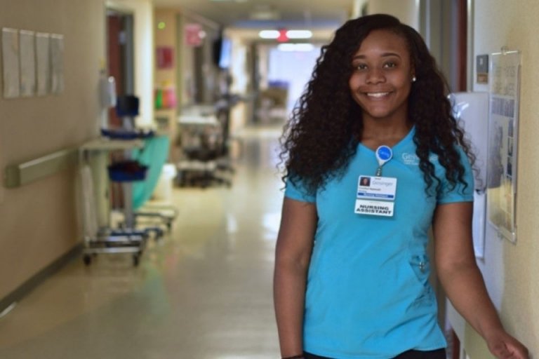 A woman in a hospital.