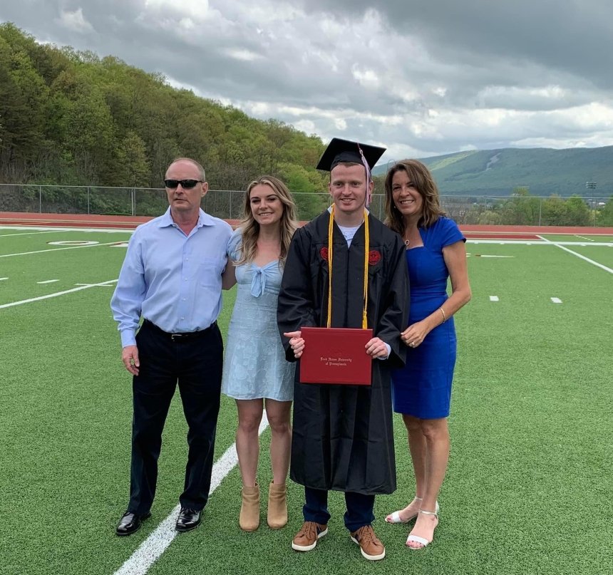 A family photo at a graduation. 