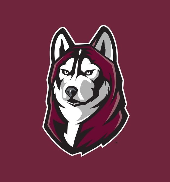 Bloomsburg Huskies logo with maroon background