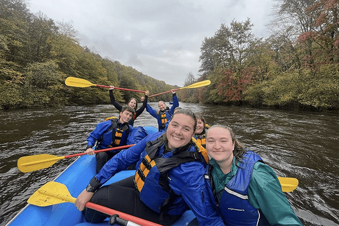 Quest students whitewater rafting.